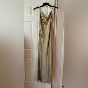 Pretty lavish champagne maxi dress with adjustable spaghetti straps